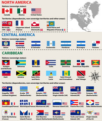Wall Mural - vector flags of north american countries (include central america and caribbean countries)