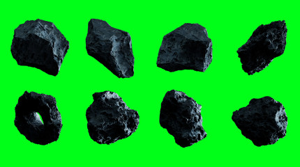 Wall Mural - Dark rock asteroid pack 3D rendering