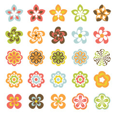 Wall Mural - set of cute abstract flowers