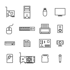 Fototapete - Computer icons from thin lines, vector illustration.