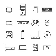Fototapete - Computer icons from thin lines, vector illustration.