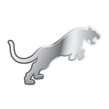 Silver Color Leaping Tiger Vector Icon