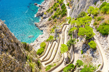 Wall Mural - view on Via Krupp on Capri island, Campania, Italy