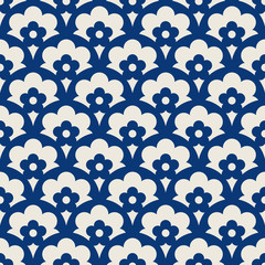 Poster - seamless retro pattern with floral elements