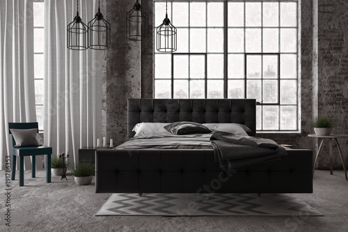 Stylisches Schlafzimmer in modernem industrie Look. Loft. - Buy this ... Stylisches Schlafzimmer in modernem industrie Look. Loft. - Buy this ...