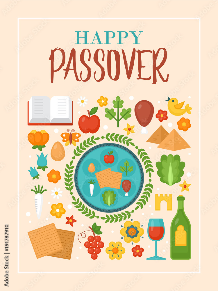 Passover holiday greeting card design Stock Vector | Adobe Stock