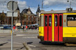 Colourful tram running on a tramway, Amsterdam tram, Netherlands