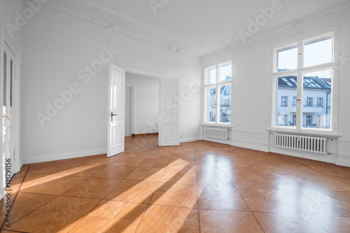 Empty Apartment Room Flat For Rent With Wooden Floor