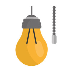 Canvas Print - hanging lamp with light bulb with chain electricity vector illustration