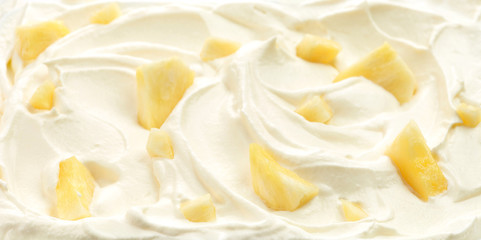 whipped cream with pineapple pieces