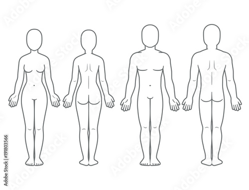 Fotografía Male and female body front and back