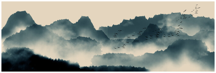 chinese ink and water landscape painting
