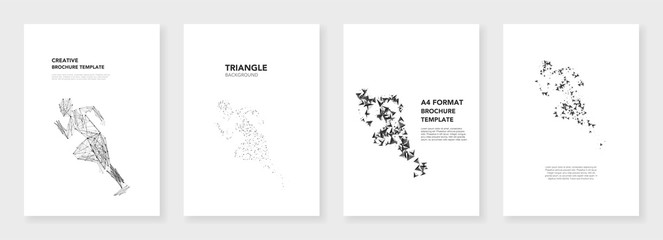 Wall Mural - minimal brochure templates. triangle elements on white background. technology sci-fi concept for spo