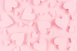 Leinwandbild Motiv Paper pink hearts fly on soft pink color background. Valentine day concept for design.