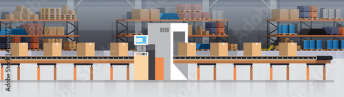 Cuadros en Lienzo Manufacturing Warehouse Conveyor, Modern Assembly Production Line Industrial Con