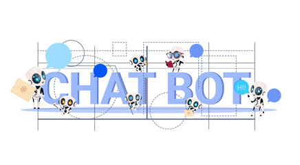 Poster - chatbot service abstract geometrical background modern technology of technical support chatter bot c