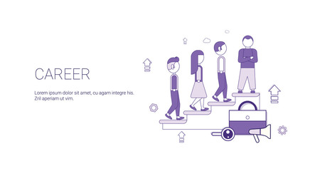 Aufkleber - career business development success web banner template with copy space thin line vector illustratio
