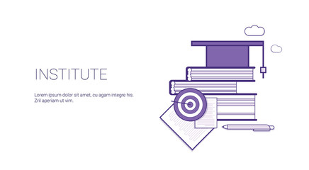 Poster - Institute Academic Education Web Banner Template With Copy Space Thin Line Vector Illustration