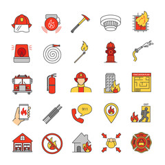 Canvas Print - Firefighting color icons set