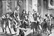 Marriage Preparatives: Festive And Happy Children At Home, Vintage Engraving