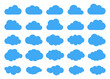 Clouds silhouettes. Vector set of clouds shapes. Collection of various forms and contours. Design elements for the weather forecast, web interface or cloud storage applications