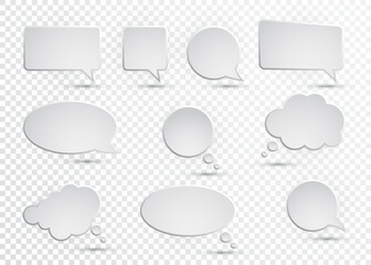 Vector collection of isolated speech bubbles on the transparent background