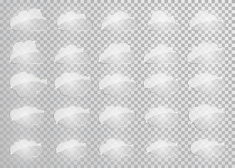 Wall Mural - clouds silhouettes. vector set of glass clouds shapes. collection of various forms and contours. des