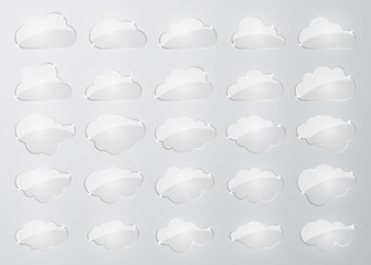 Wall Mural - clouds silhouettes. vector set of glass clouds shapes. collection of various forms and contours. des