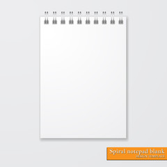 Poster - Realistic spiral notepad blank on white background. Vector
