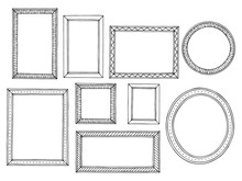 Picture Frame Graphic Black White Isolated Sketch Set Illustration Vector