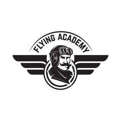 Wall Mural - aviation training center emblem template with retro airplane. design element for logo, label, emblem