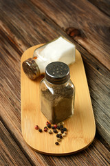 salt and pepper in glass containers