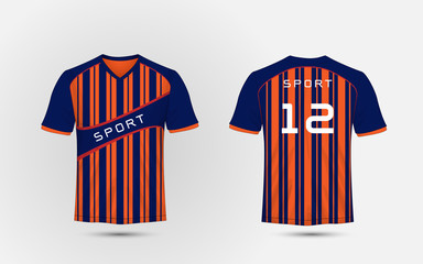 Wall Mural - Blue and orange pattern sport football kits, jersey, t-shirt design template