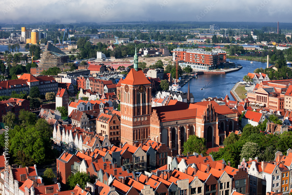 Widok Na Miasto Gdańsk W Polsce - obrazy, fototapety, plakaty 