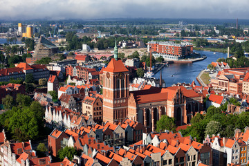 Canvas Print - View Over City Of Gdansk In Poland