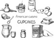 American cusine / Creative conceptual vector. Sketch hand drawn american food recipe illustration, engraving, ink, line art, vector.