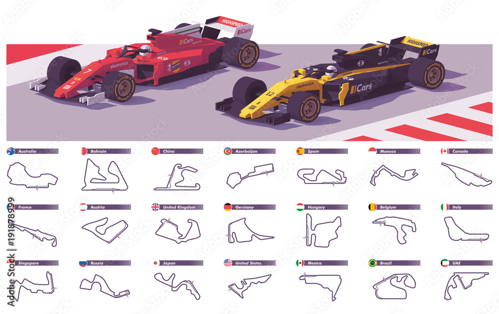 Vector motor racing tracks Stock Vector | Adobe Stock