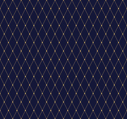 Abstract geometric patern with rhombuses. A seamless vector background. Black and gold texture. Graphic modern pattern