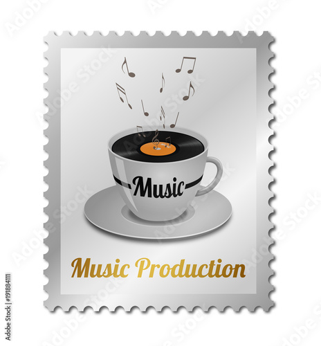 Fotografía Concept music production on postage stamp