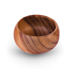 Wall Mural - wooden bowl isolated on white background