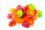Fototapeta Kuchnia - Fruit gummi or jelly candies assortment on white