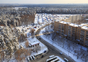 Wall Mural - City of Balashikha in winter after snowfall. Moscow region, Russia.