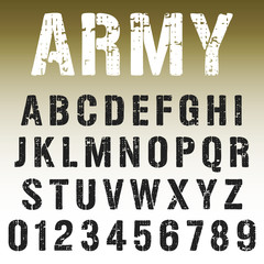 Poster - Alphabet font army stamp design