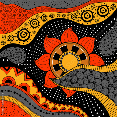Photographie Hand-drawn ethno pattern, tribal background