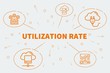 Conceptual business illustration with the words utilization rate