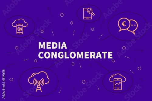 Valokuva Conceptual business illustration with the words media conglomerate
