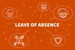 Conceptual business illustration with the words leave of absence