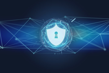 Poster - security protection icon on a futuristic interface