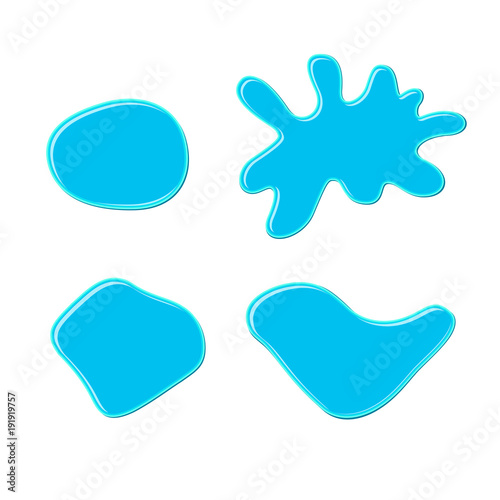 Set Of Blue Bubble Gum Blots Color Paint Drops Nail Polish