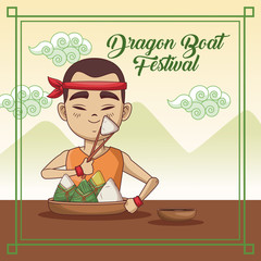 Poster - Dragon boat festival cartoon icon vector illustration graphic